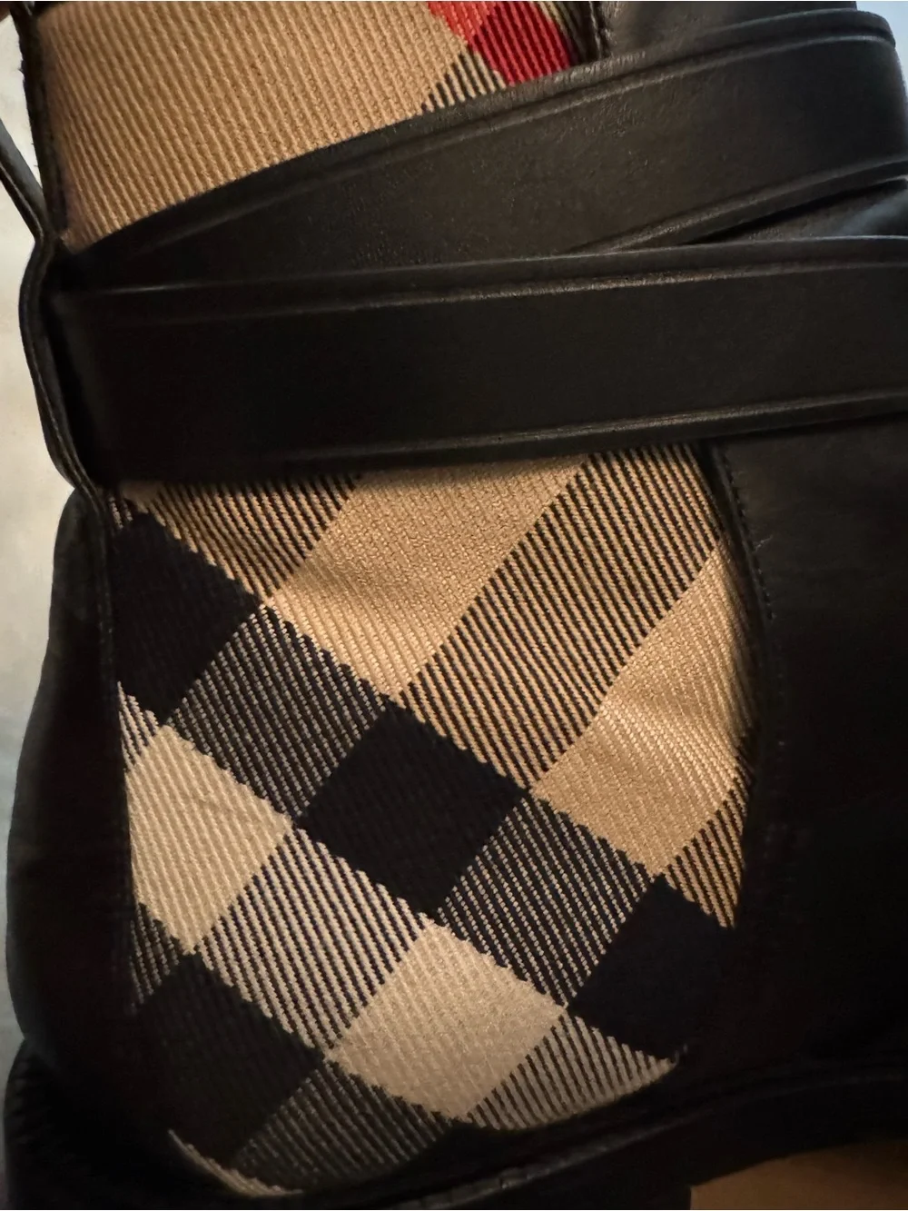 Burberry Pryle House Check and Leather Ankle Boots